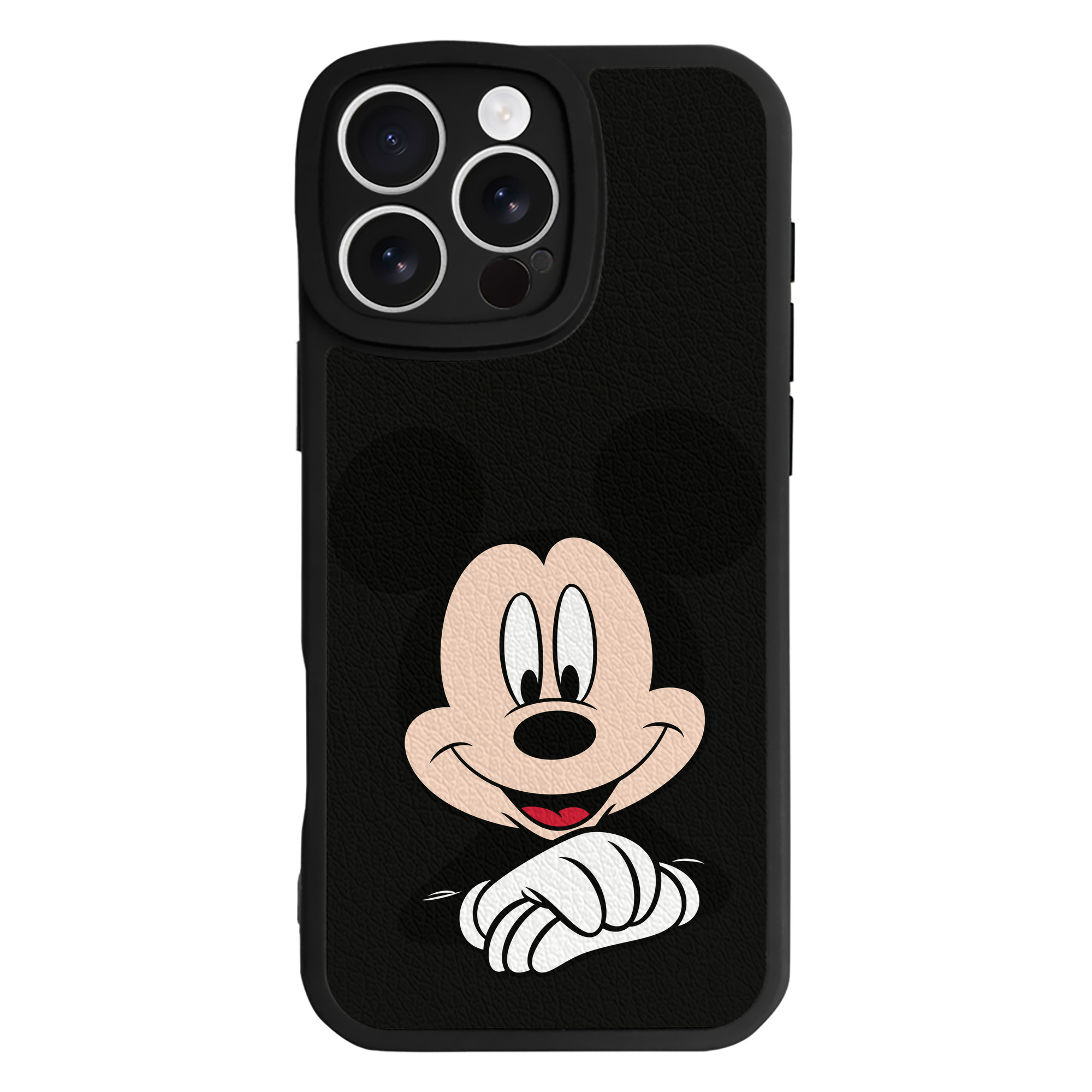 （画像用） ミッキーマウス Mickey Mouse 【iPhone 16シリーズ対応】シリコンスマホケース（レザー調） 材質：シリコン